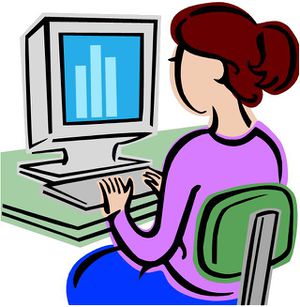 clipart showing a person working on a computer