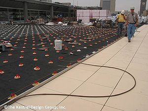 photo of irrigation installation at Minneapolis Central Library green roof