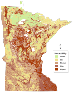 map of MN groundwater sensitivity
