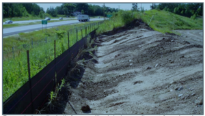 This image shows a properly installed silt fence