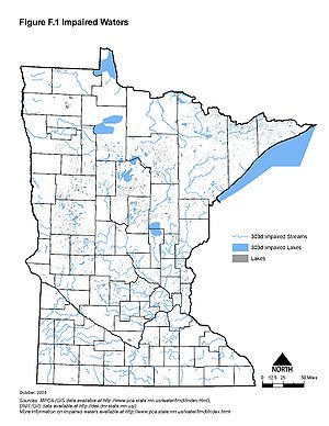 map showing the location of Minnesota's impaired waters