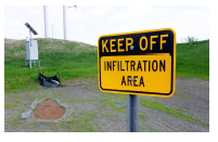 This photo shows Identifying infiltration areas with signs