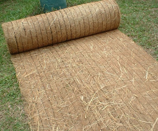 This picturee shows an erosion control blanket made from straw