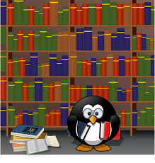 Penguin reading a book