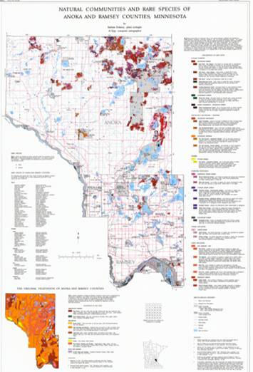 Natural community rare species map Anoka and Ramsey counties