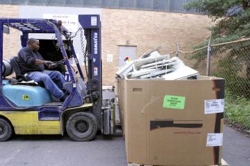 electronic waste recycling, forklift
