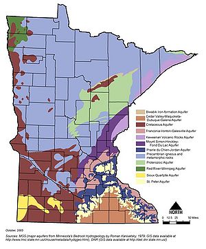 Map showing location of Minnesota's major aquifers