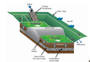 schematic illustrating Typical Grass Channel Configuration