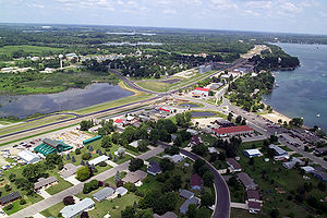 aerial photo showing Highway 23 through Spicer