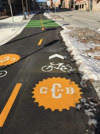This image shows a bike lane in St Paul MN