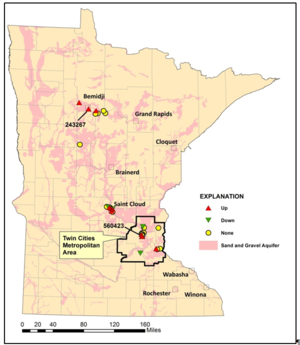 This image shows Chloride concentration trends in Minnesota’s ambient groundwater
