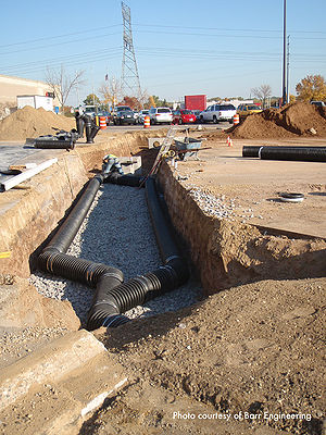 photo of pipe and trench system at Maplewood Mall