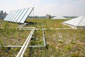 image of finished green roof with solar panels