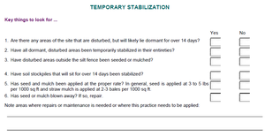 This is a checklist mage concerning Temporary Stabilization