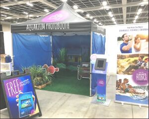 Aquarium photobooth education and outreach display used at in-person education events
