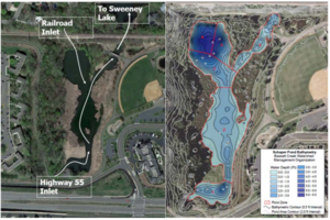 Schaper Pond configuration and bathymetry