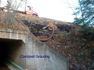 Photo of Compost grouting on Highway 61.