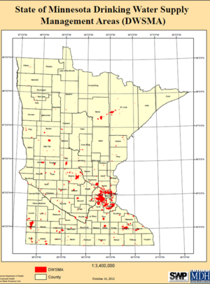 map of DWSMAs in Minnesota