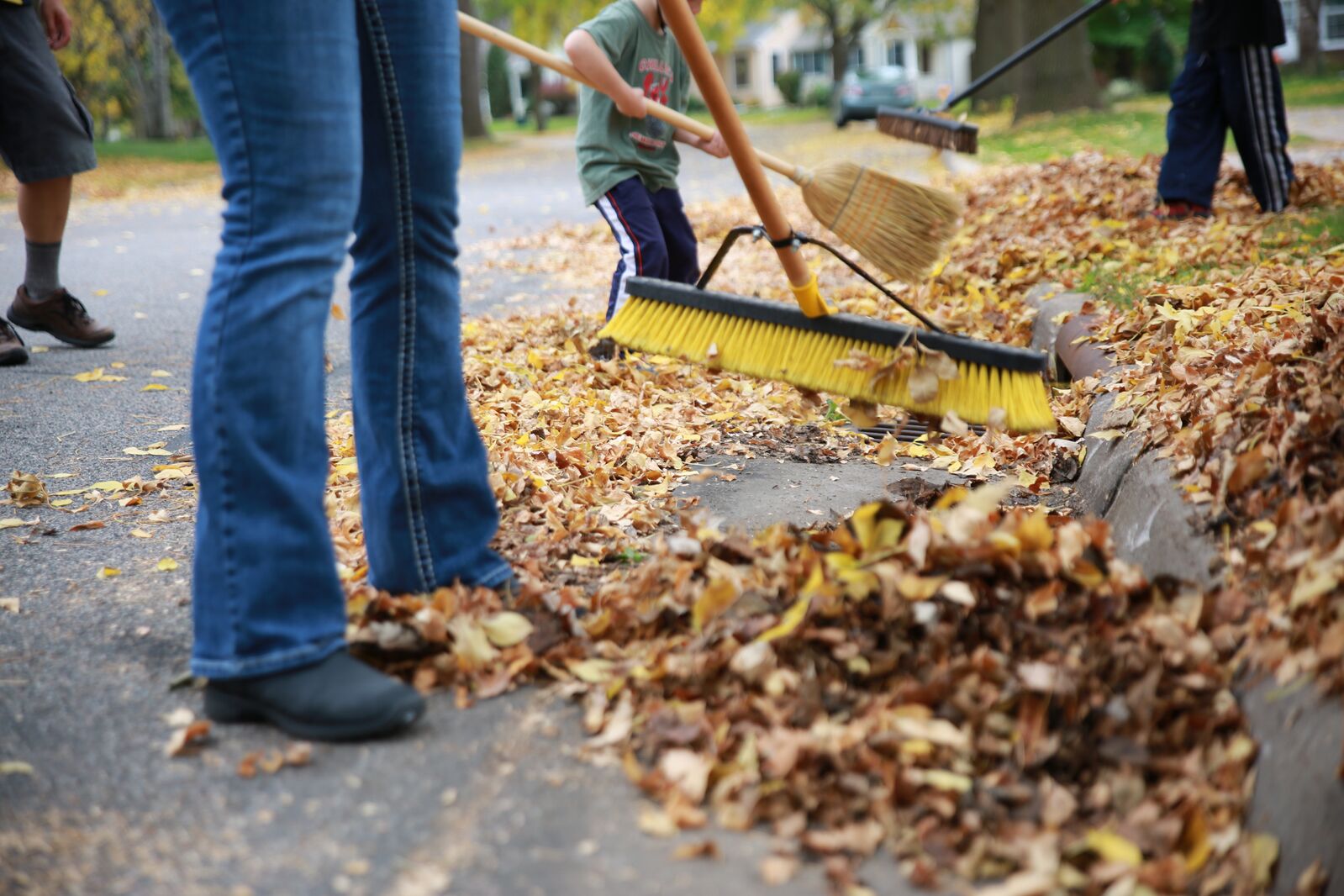 File:Sweep leaves from the street curb.jpg - Minnesota Stormwater Manual