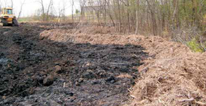 This image shows an example of a wood chip berm
