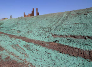 Toxic malachite green used in hydraulic erosion control. Image courtesy of MnDOT and MN DNR