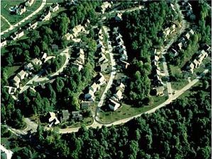 photo of a residential subdivision illustrating preservation of undisturbed natural areas