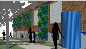 This image shows Wall garden to capture rooftop runoff