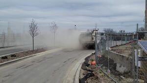 image of dust from sweeping at a construction site
