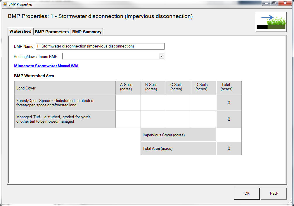 This chart shows BMP properties - Stormwater disconnection
