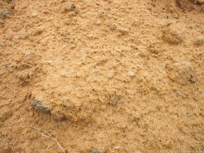 This picture shows a Close-up photo of hydromulch application
