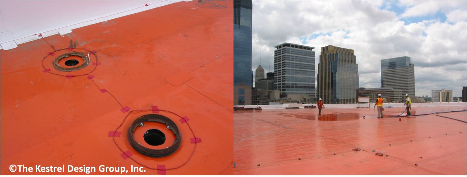 photo of an Electronic Leak Detection at Target Center Green Roof, Minneapolis, MN.