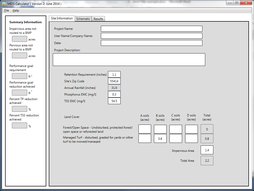 screen shot sand filter site information tab