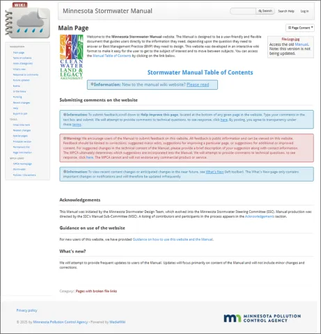 screen shot of the stormwater wiki around the time it was first released in 2013.